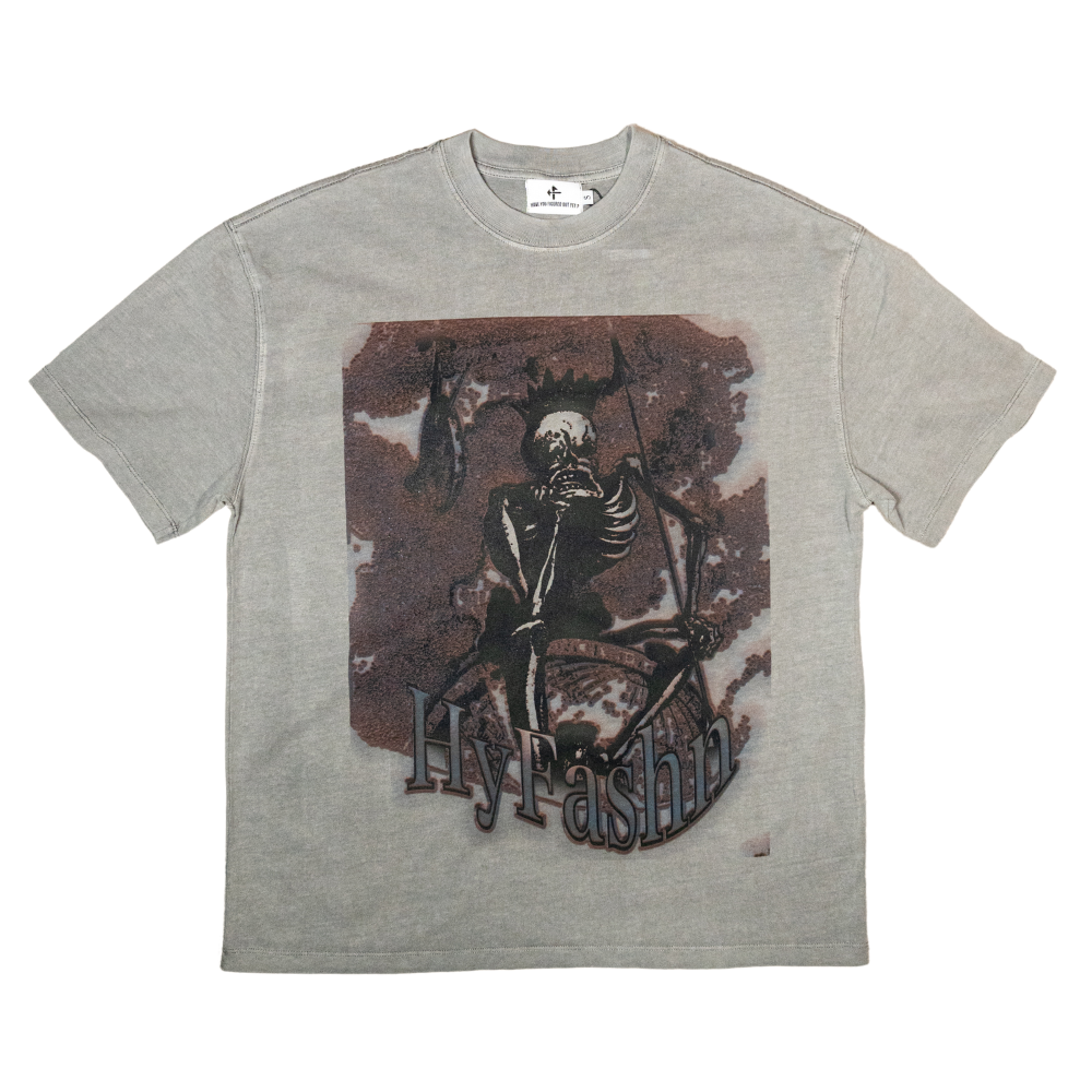 Hyfashn Sounds Of The Trumpets Light Grey Washed Oversized T Shirt