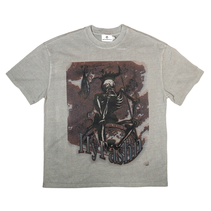 Hyfashn Sounds Of The Trumpets Light Grey Washed Oversized T Shirt