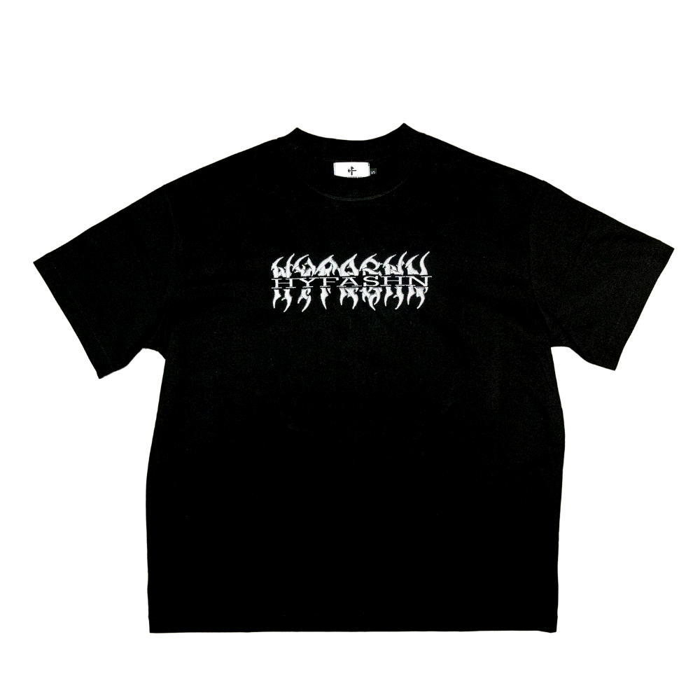 Hyfashn 7 Sins Black Embroidered Logo Oversized T Shirt